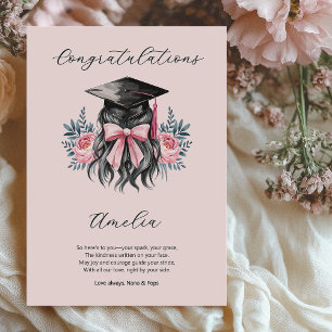 Graduation Poem Girly Grad Cap Congratulations Card