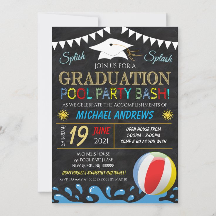 Graduation Pool Party Invitation Zazzle