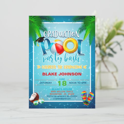 Graduation Pool Party Invitation Zazzle