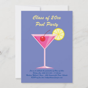 Graduation Pool Party Invitation in Purple