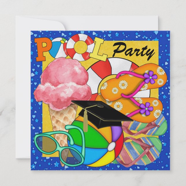 Graduation Pool Party - SRF Invitation (Front)