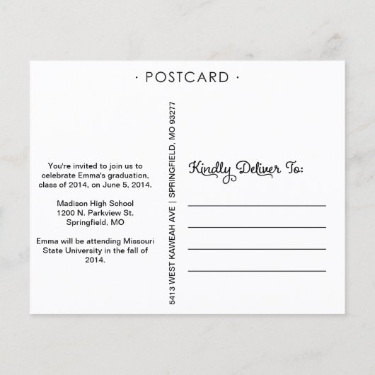 Graduation Postcard (Back)