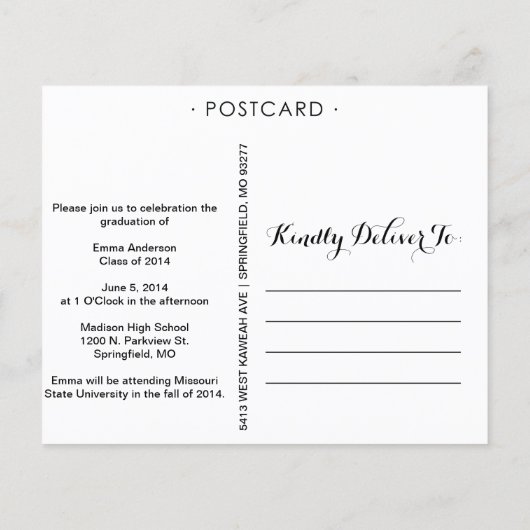 Graduation Postcard Template (Back)