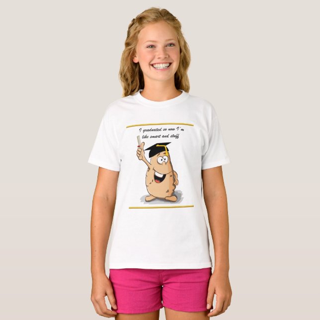 Graduation potato character with a degree T-Shirt (Front Full)