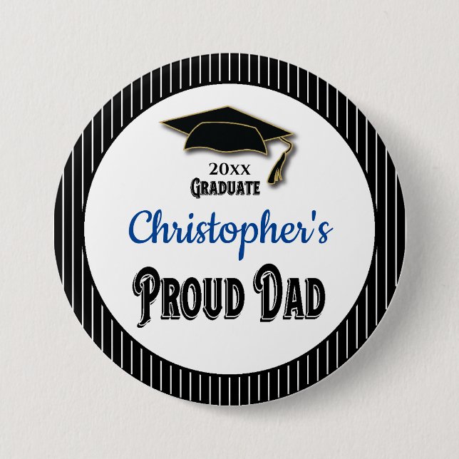 Graduation Proud Dad Parent Monogram Grad Button (Front)