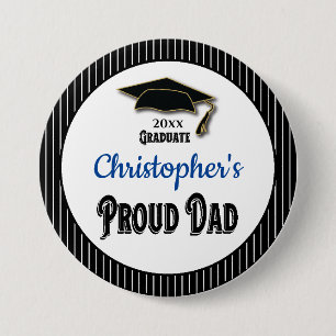 Graduation Proud Dad Parent Monogram Grad Button