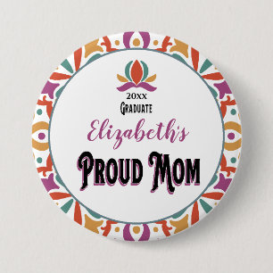 Graduation Proud Mom Parent Monogram Grad Button