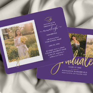 Graduation Purple 2026 Photo Collage Announcement