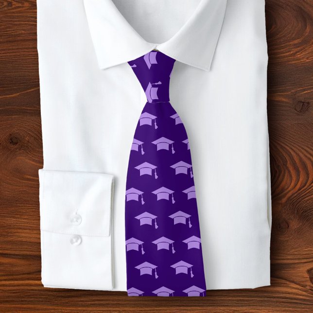 Graduation Purple Cap Icon Pattern Simple Classy Neck Tie (Creator Uploaded)