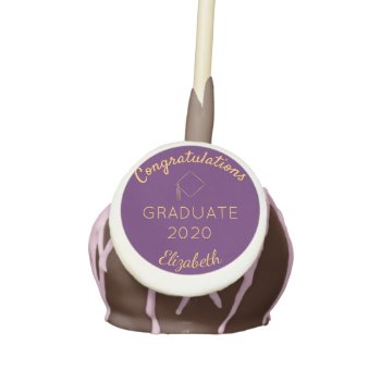 Graduation Purple Gold Congratulations Cake Pops by Thunes at Zazzle