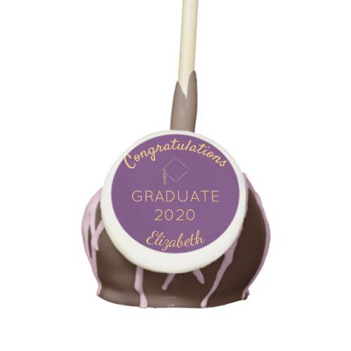 Graduation purple gold congratulations cake pops