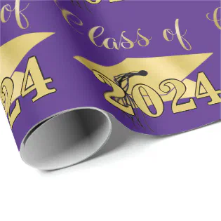 Graduation Purple Metallic Gold Class Year Wrapping Paper