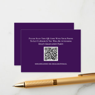Graduation Purple White RSVP QR Code Response Card