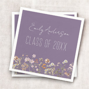 Graduation Purple Wildflower Boho Grad Napkins
