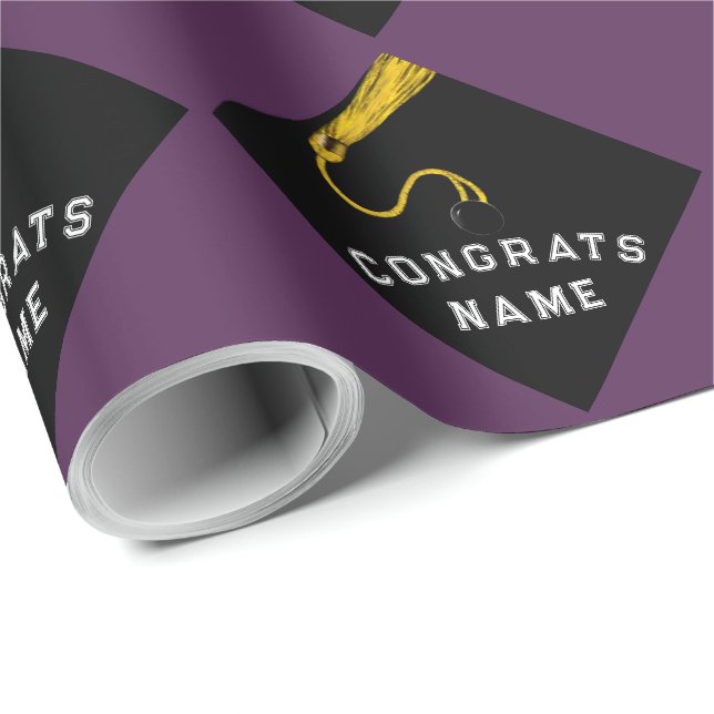 Graduation Purple  Wrapping Paper (Roll Corner)