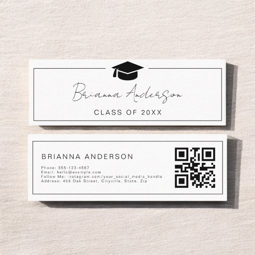 Customizable Graduation QR Code Name Card Insert Card