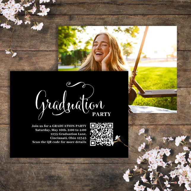 Graduation QR Code Party Invitation Photo Insert | Zazzle