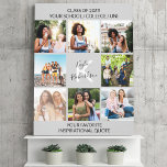 Graduation Quote 8 Photo Collage Monogrammed Grey Canvas Print<br><div class="desc">Chic Canvas Print to personalize for your graduate. The photo template is set up for you to add 8 of your favorite photos of your study years. Your photos are displayed in square / instagram format in a simple grid style photo collage. This monogrammed design is further personalized with the...</div>