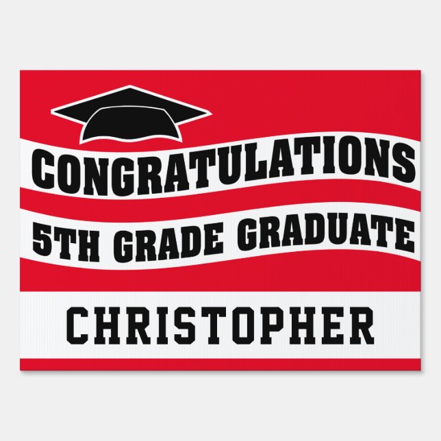 Graduation Red 5th Grade Promotion School Sign (Front)