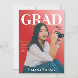 Graduation Red Black White Magazine Announcement