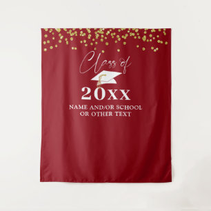 Graduation Red Gold Class of Photo Backdrop