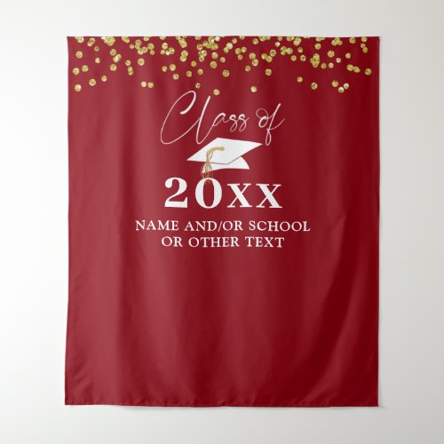 Graduation Red Gold Class of Photo Backdrop