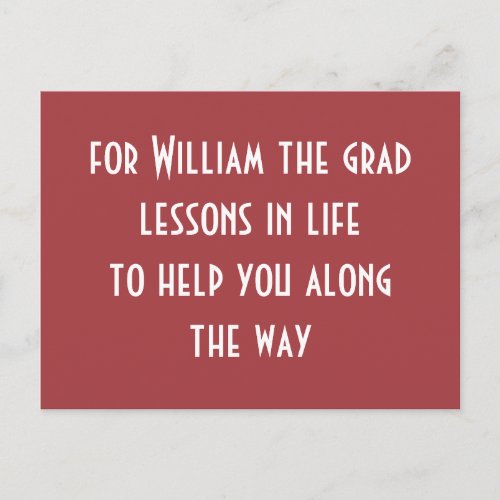 Graduation Red Party Words Of Advice Postcard