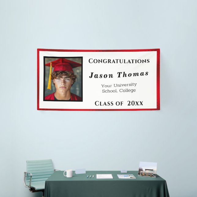 Graduation Red Satin Elegant Banner (Tradeshow)