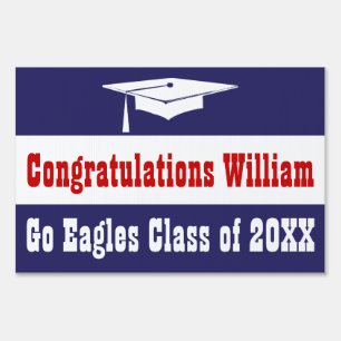 Graduation Red, White and Blue Yard Sign