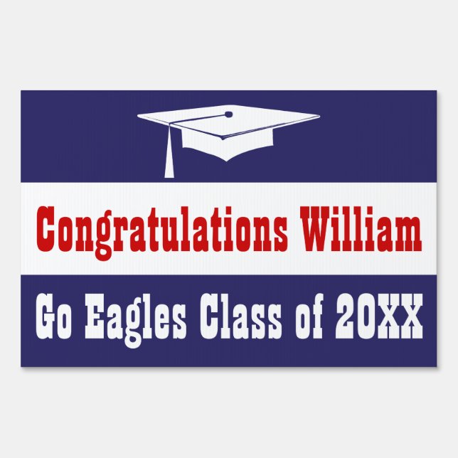 Graduation Red, White and Blue Yard Sign (Front)
