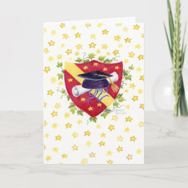 Graduation Religious Star Crest Greeting Card (Front)