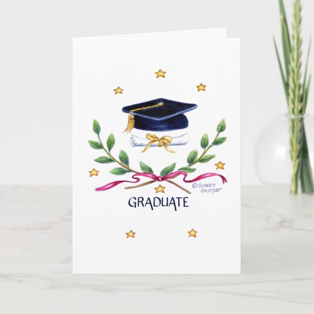 Graduation Religious Victory Emblem Greeting Card (Front)