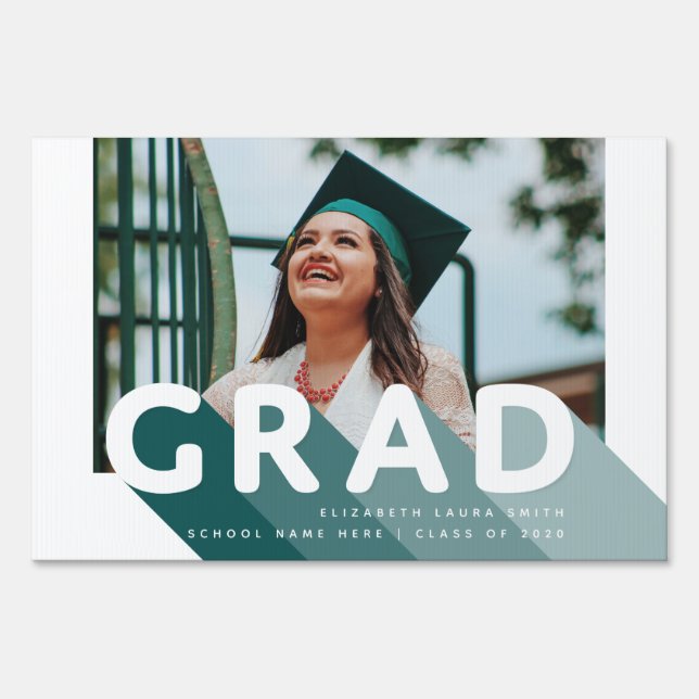 Graduation Retro Photo Green Personalized Yard Sign (Front)