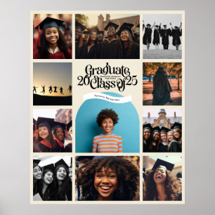 Graduation Retro Ribbon Class of 2025 SCHOOL Photo Poster
