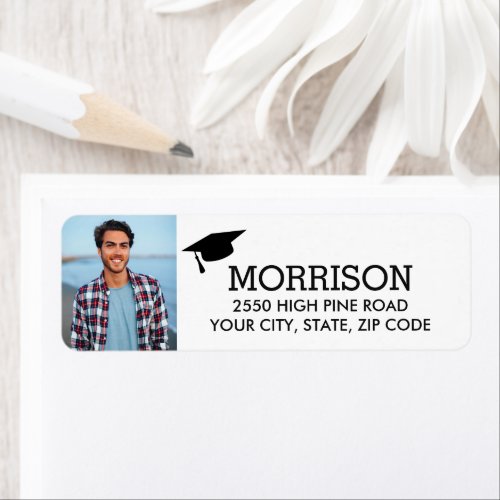 Graduation Return Address Label With Grad Photo