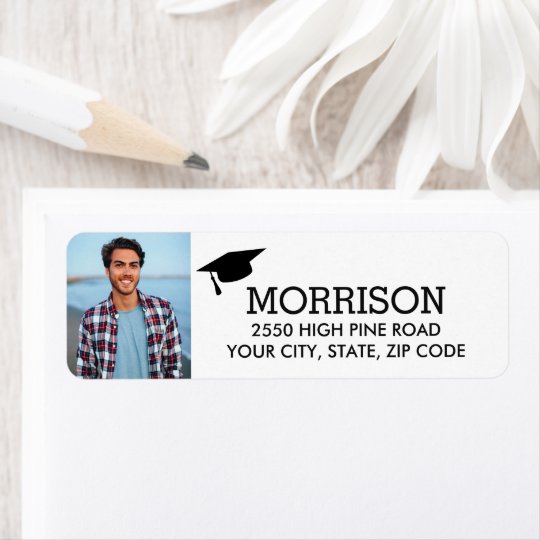 Graduation Return Address Label With Grad Photo