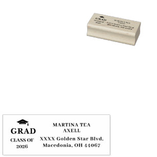 Graduation Return Address Rubber Stamp