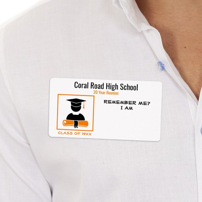 Graduation / Reunion Black Orange Paper Name Tag (Creator Uploaded)