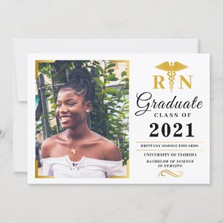 Graduation RN Announcement Photo Card Invitation