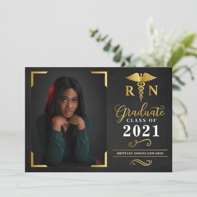 Graduation RN Announcement Photo Card Invitation (Standing Front)