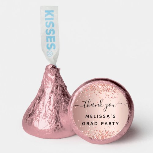 Graduation rose gold blush glitter dust thank you hersheys kisses