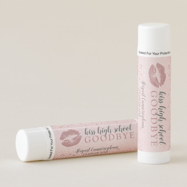 Graduation Rose Gold Glitter Party Favor Lip Balm (Front)