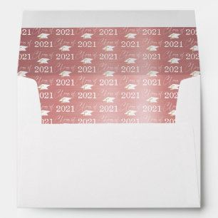 Graduation Rose Gold Script Class of 2021 Pattern Envelope