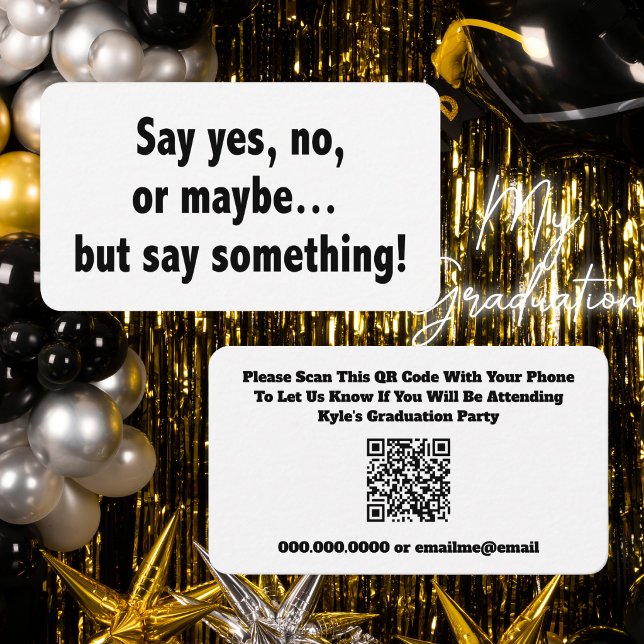 Graduation RSVP QR Code Response Card (Graduation Response Card with QR Code. Funny! Parties, Graduations, Events)