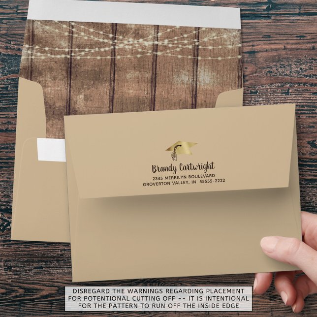Graduation Rustic Country Wood Mini String Lights Envelope (Creator Uploaded)