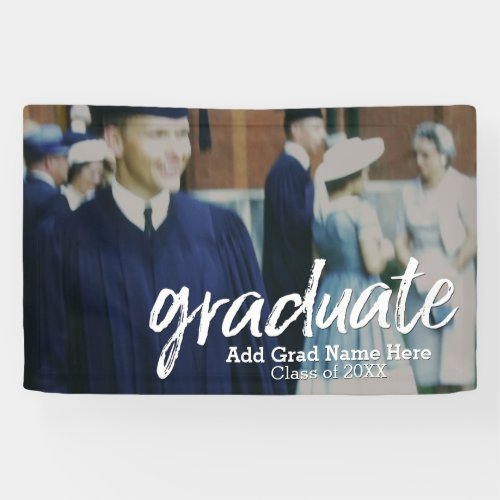 Graduation Rustic Script with Large Photo Banner