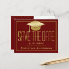 Graduation Save the Date Chic Maroon Gold Grad Cap