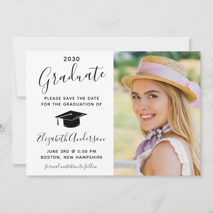 Graduation Save The Date Elegant Script Photo Announcement | Zazzle.com