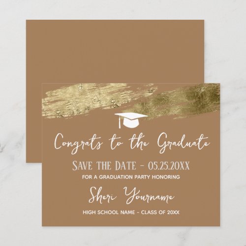 Graduation Save the date Gold