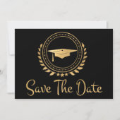 Graduation Save The Date Gold Emblem Grad Cap (Front)